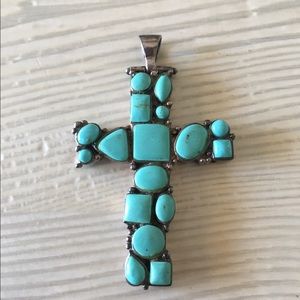 HOLD for Melissa -Vintage Turquoise Cross Pendant