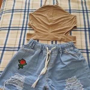 Distress short + Crop top