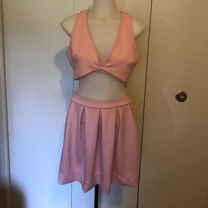 Pink Co-Ord ft. Skater skirt and Sexy Crop Top