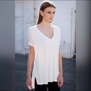 Brandy Melville Oversized V Neck White Tee