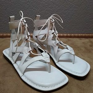 White Leather Gladiator Earth Shoes 8