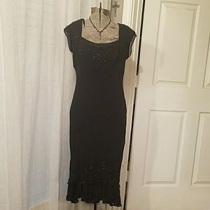 1940s style black beaded dress size 12 Jones NY