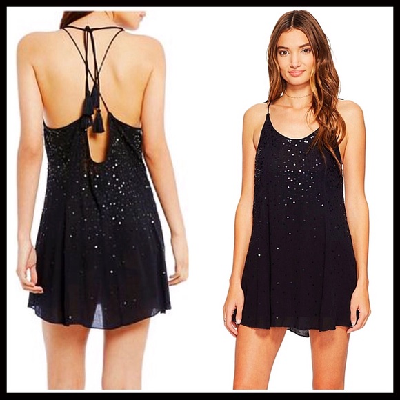 FREE PEOPLE Black Embellished Slip Dress - Picture 6 of 7