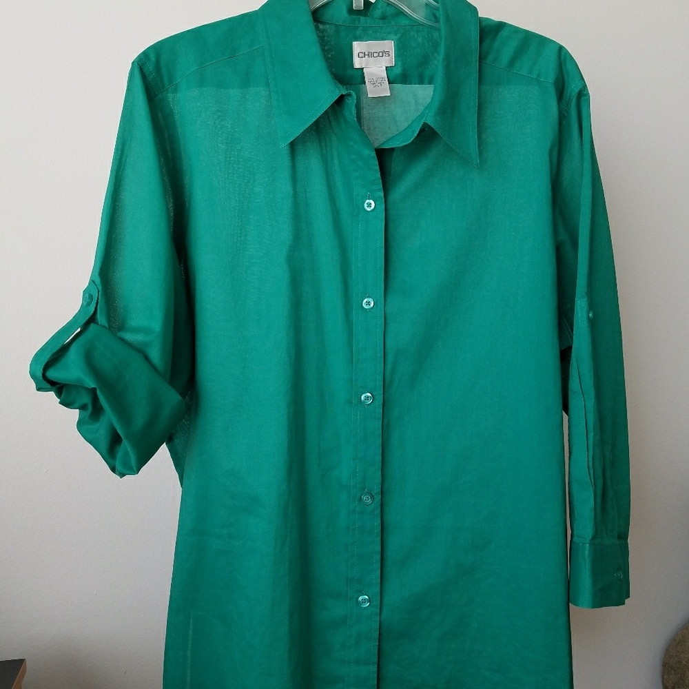 Chico's Green Long Sleeve Shirt