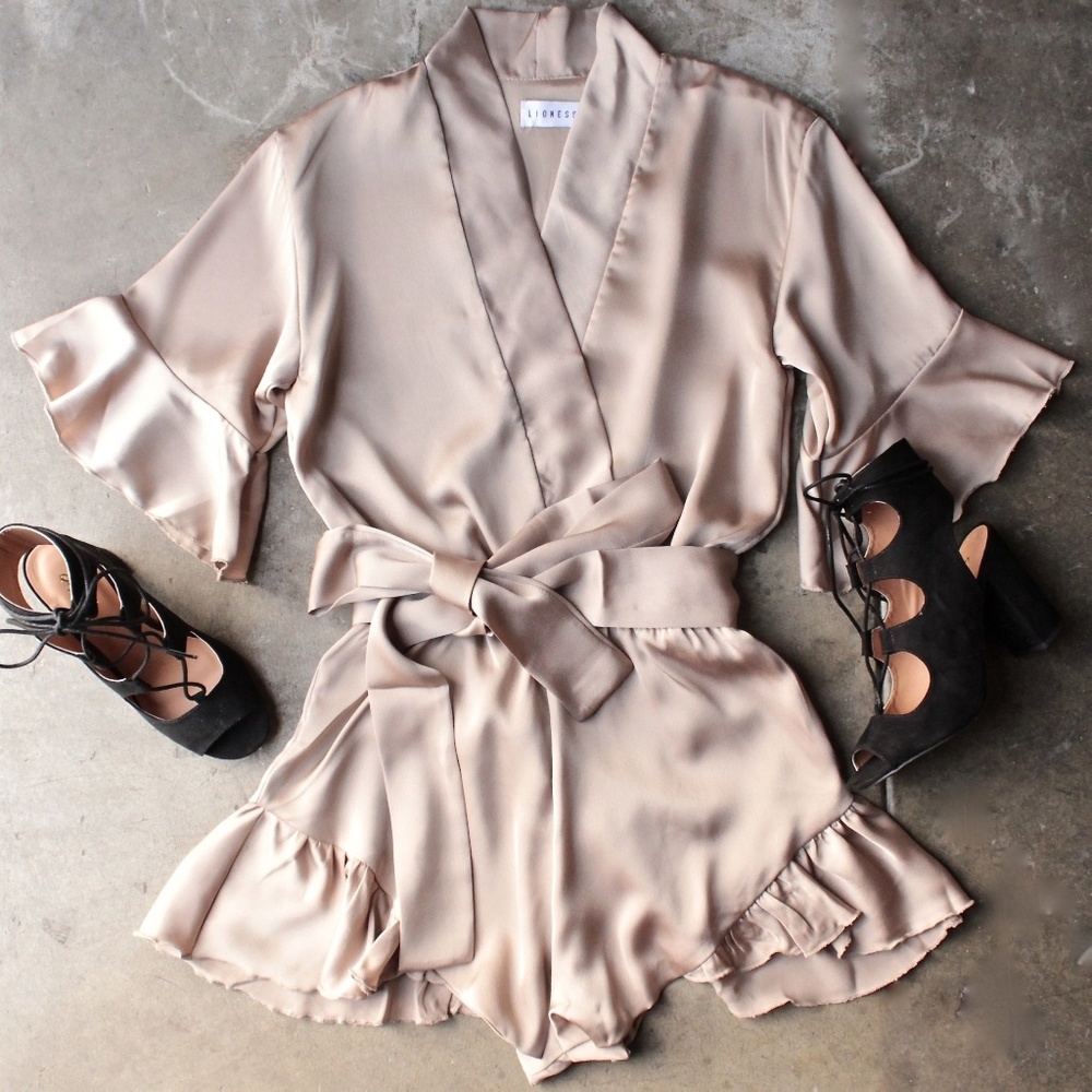 Worn once! LIONESS Meet Me in Como Romper in Mocha