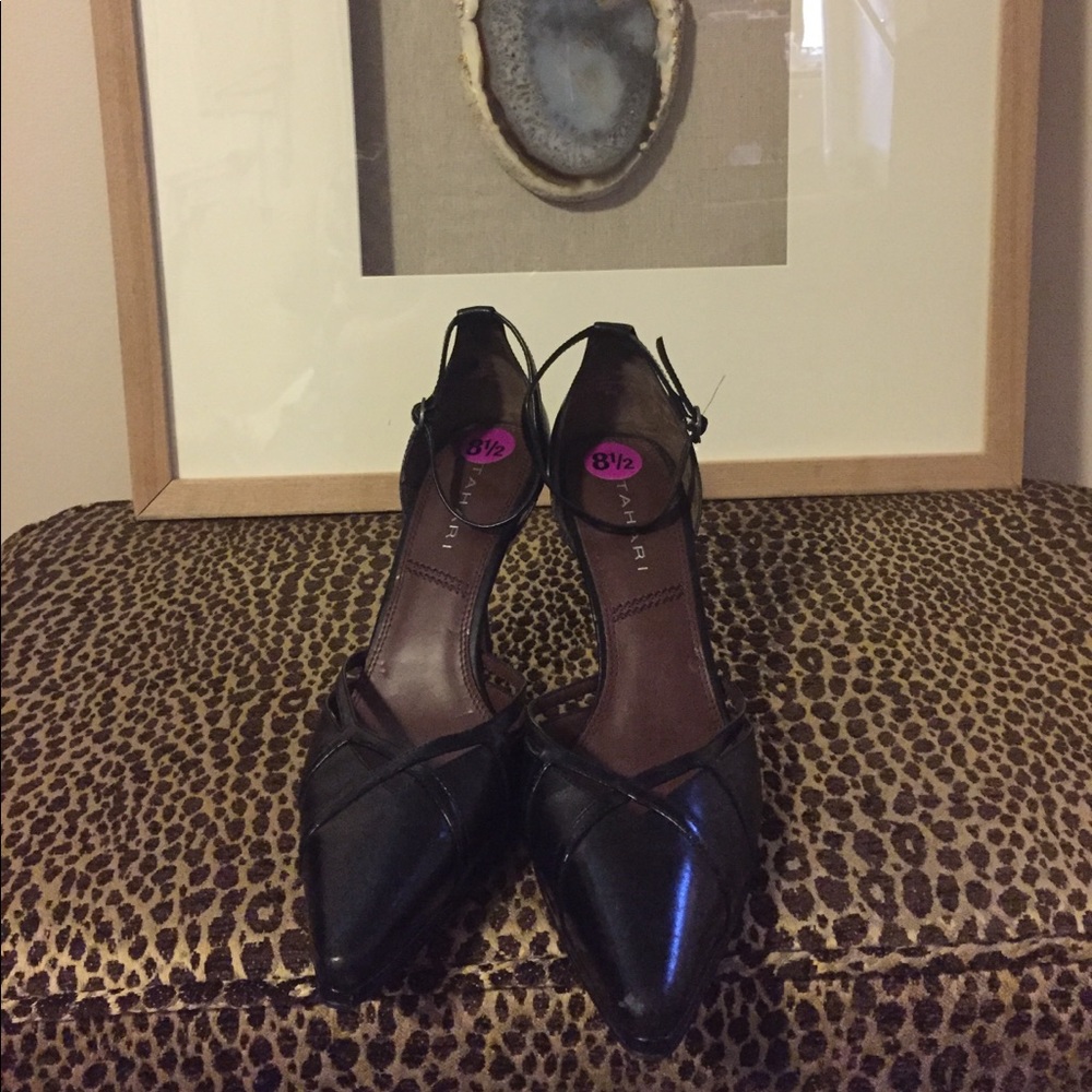 Black  3 1/2" heels with with ankle straps