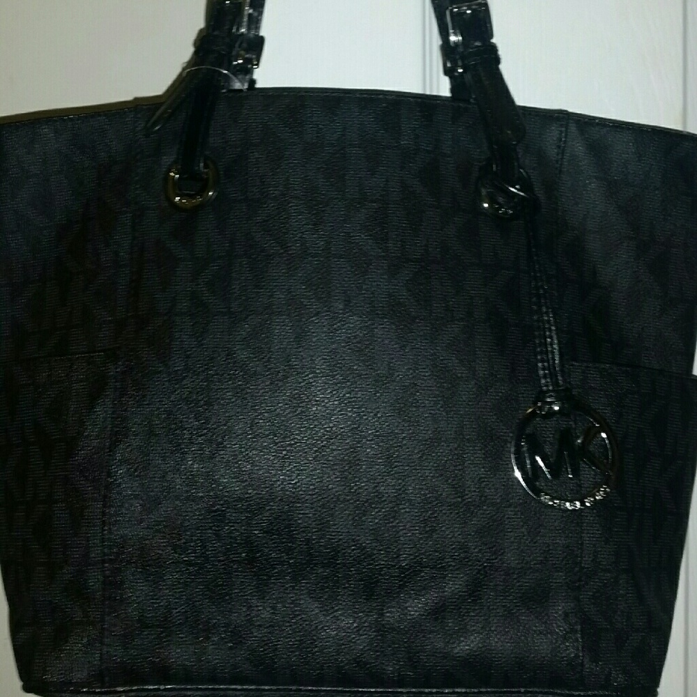 Michael Kors Black Monogram Pvc Leather Tote