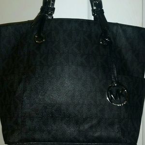 Michael Kors Black Monogram Pvc Leather Tote