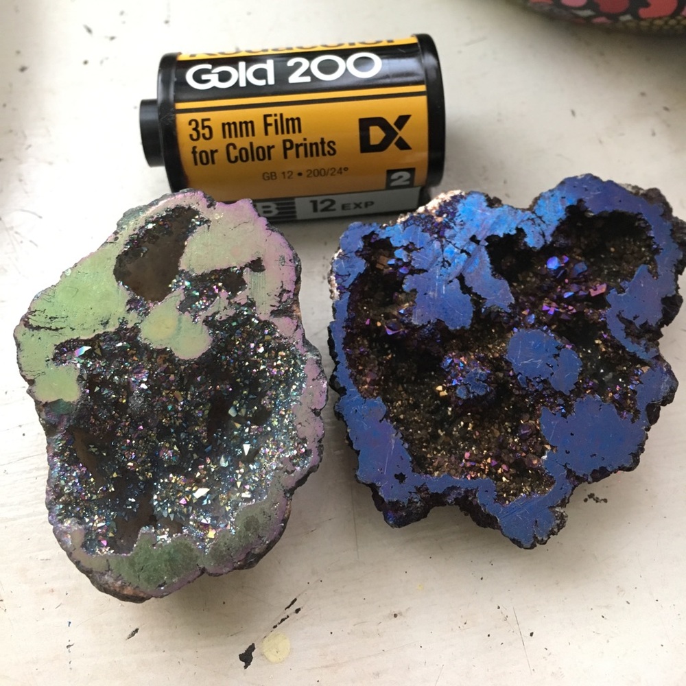 Titanium Druze Quarts Pair