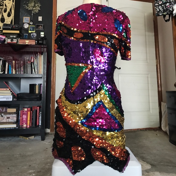 Multi colored sequin dress - Picture 3 of 4