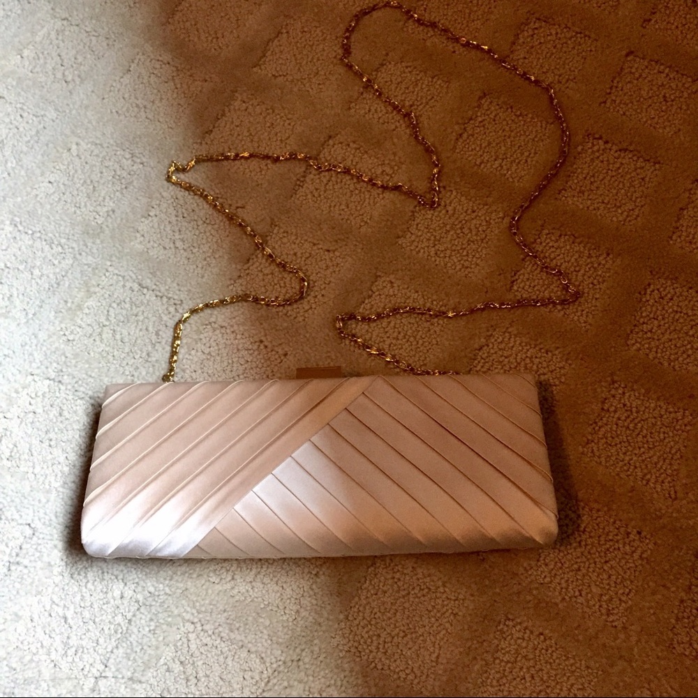 Silk champagne colored clutch