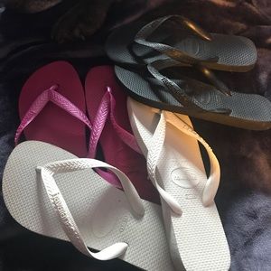 White, metallic pink and black 37-38 3 pairs