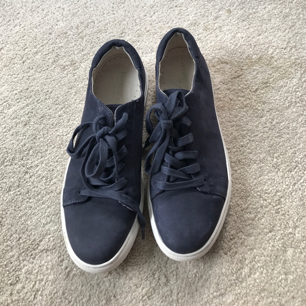 Blue suede sneakers