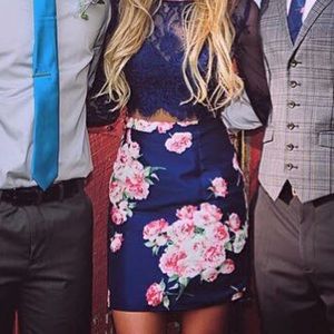 Navy and pink flowered SHERRI HILL dress