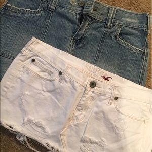 Abercrombie jean skirt and hollister white  skirt
