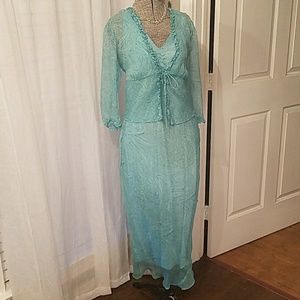 1930s vintage style seafoam green silk garden dres
