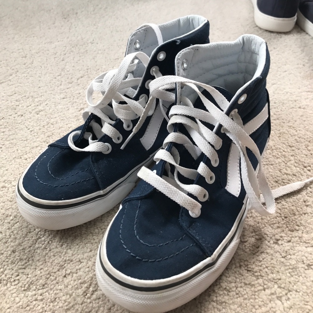 Navy and white high top vans