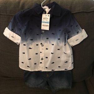 Kids Whale Shirt and Denim Shorts