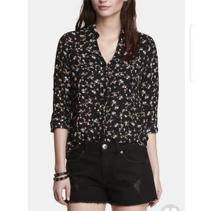 Black Express Floral Blouse Size XS