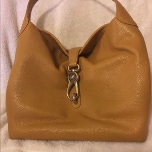 Logo Lock Pebble Leather Hobo