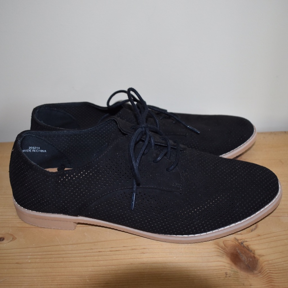 Black perforated oxfords