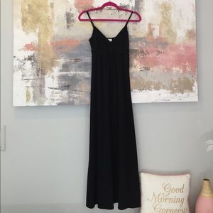 Black long casual cotton dress