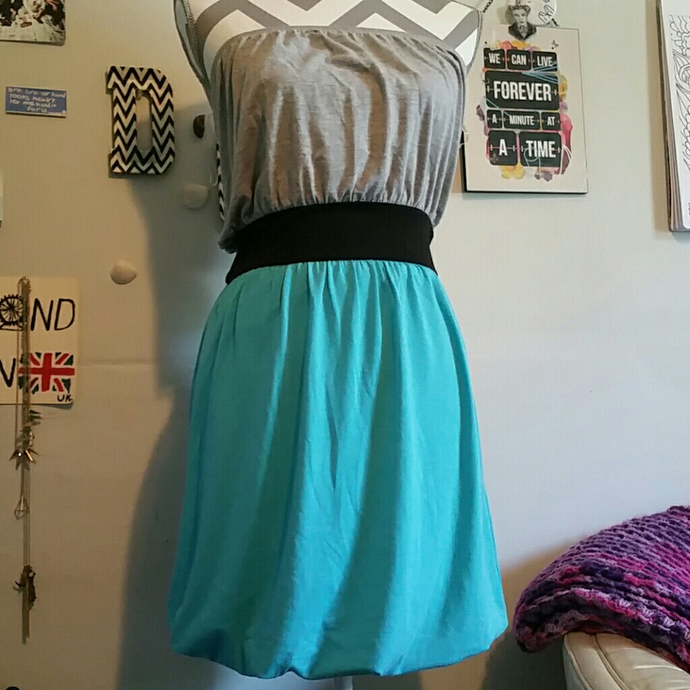 Strapless Maurices blue and grey dress
