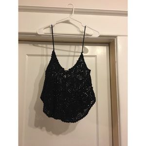 Croquet styled black crop top