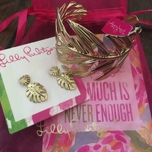 NWT Lilly Pulitzer Gold Cuff and Earrings