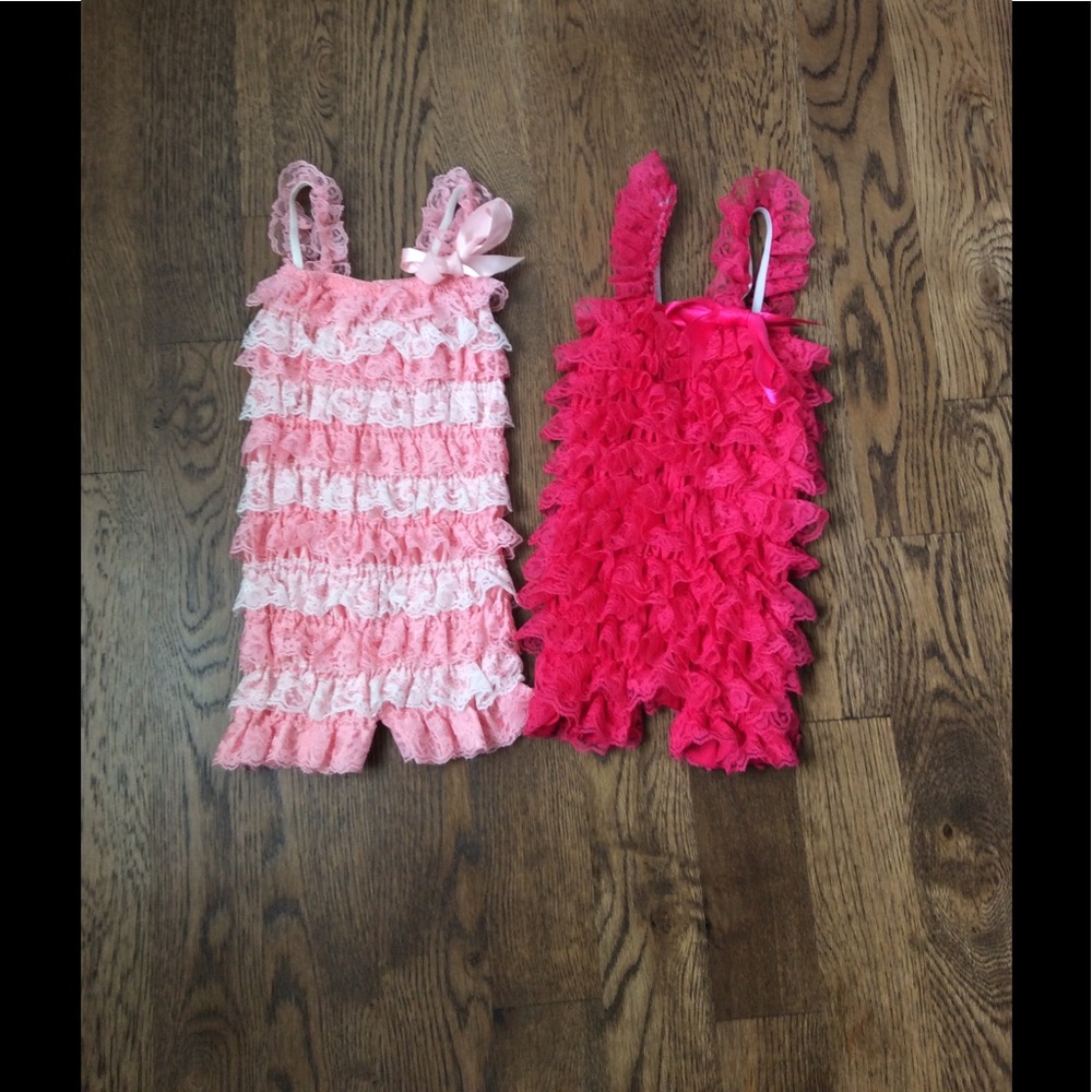 2 Lace Girls Rompers size L
