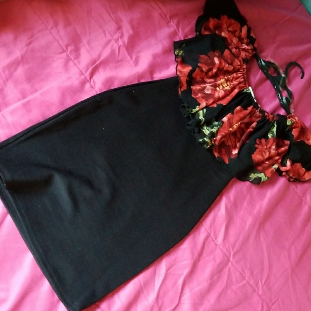 Black and flowers dress