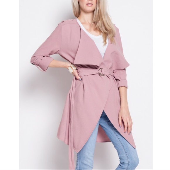 LUPE Light Trench Coat - DEEP BLUSH - Picture 2 of 3