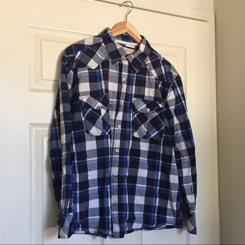 Blue & White Men's Button Down Shirt