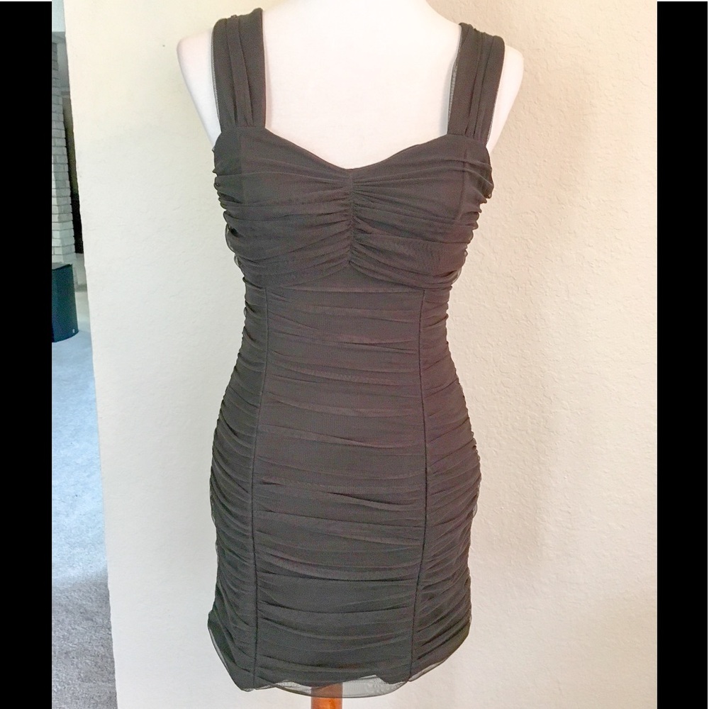Charcoal Gray Ruched Dress