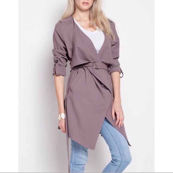 LUPE Light Trench Coat - PLUM - Picture 2 of 4