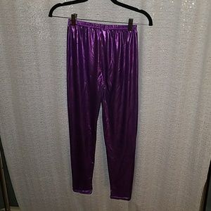 One Size Metallic Purple Leggings