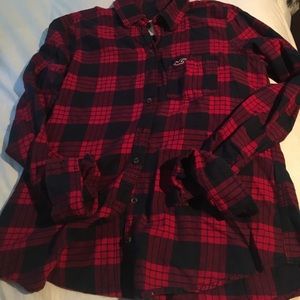 Hollister Red and Navy Flannel