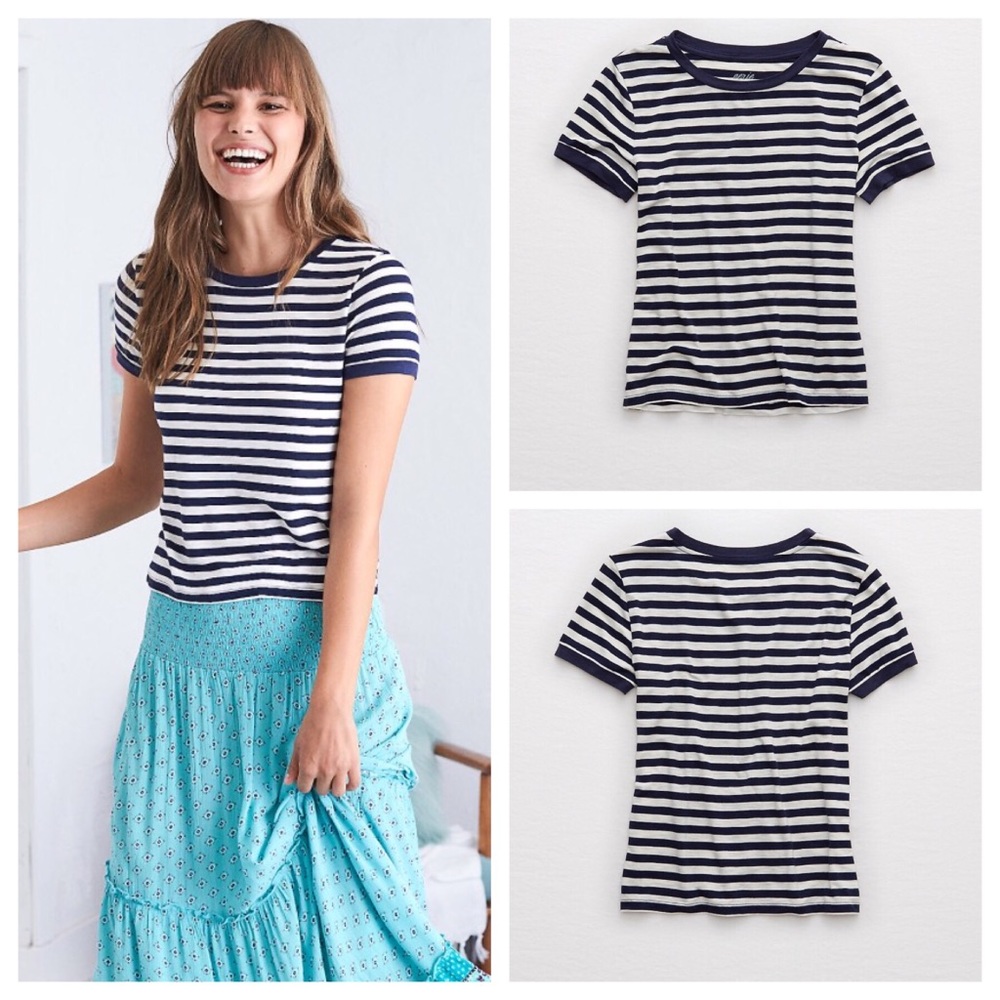 Aerie Striped Short Sleeve