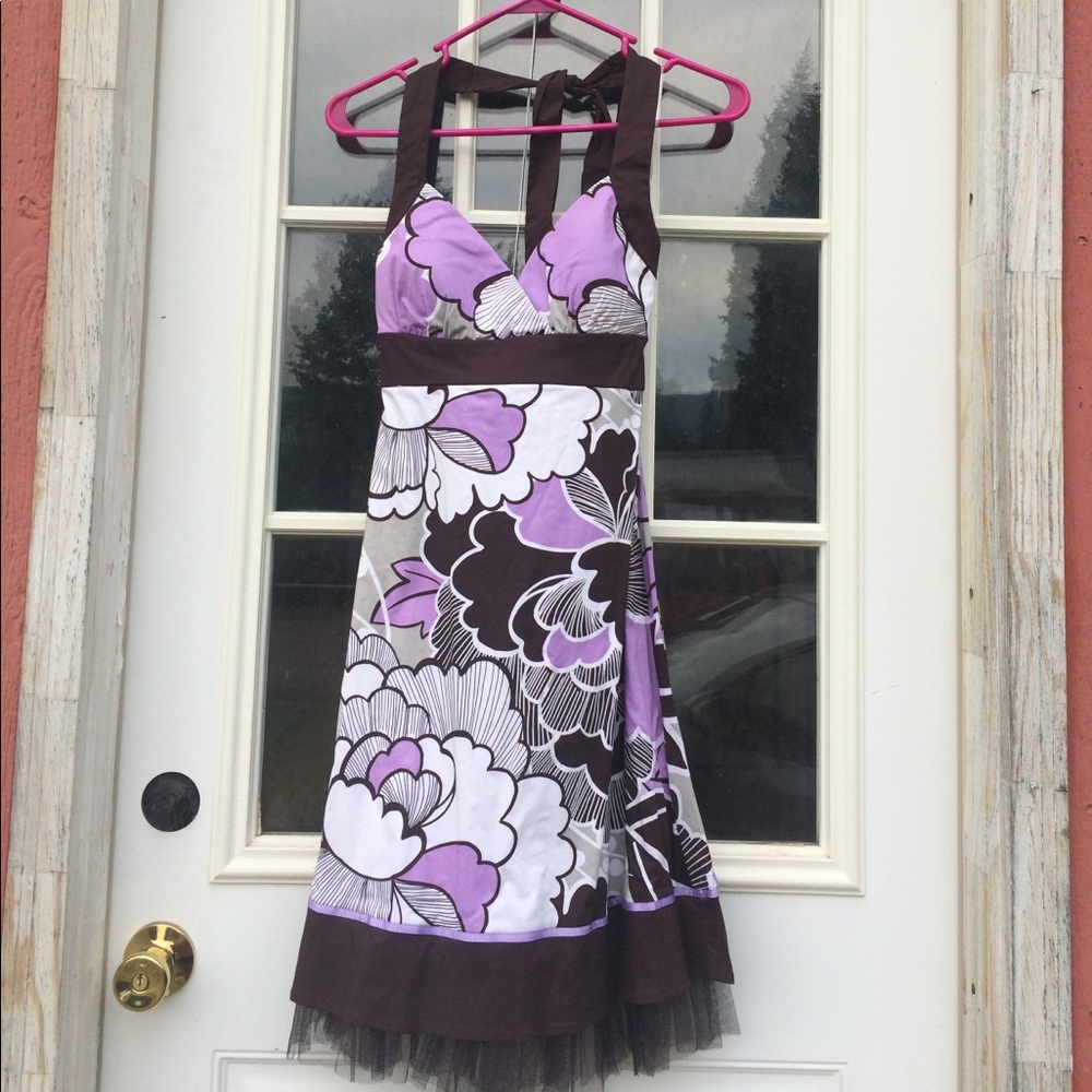 Brown and lavender dress