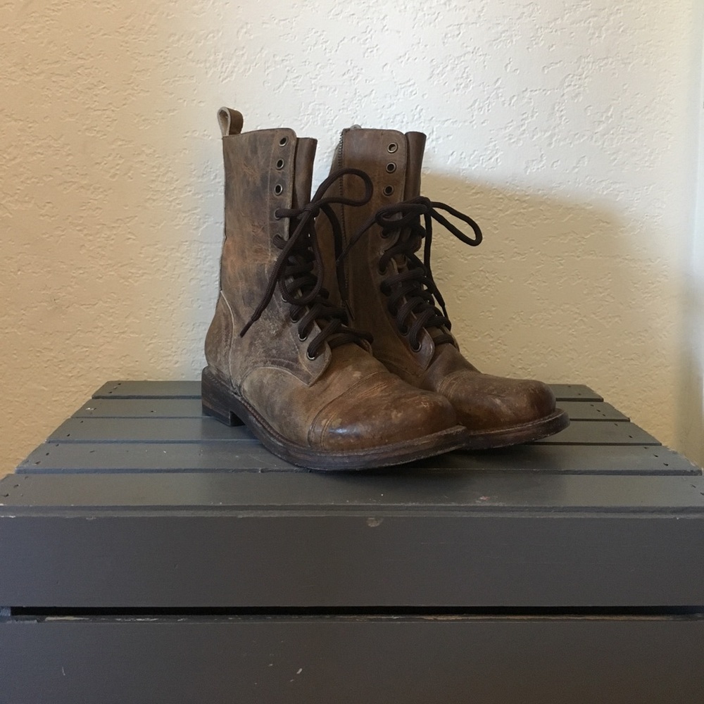 Leather combat boots