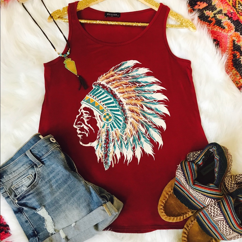 Chief Tank in burgundy