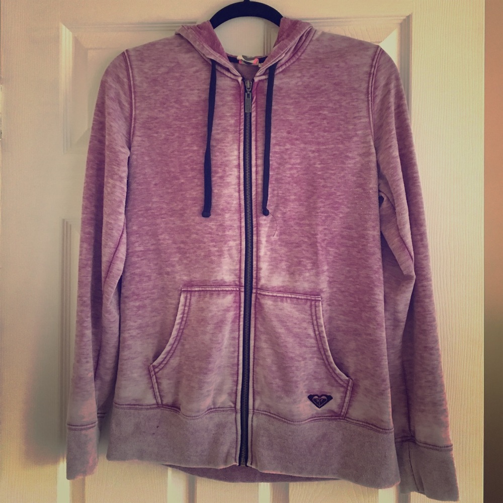 Roxy lavender zip-up hoodie, size M