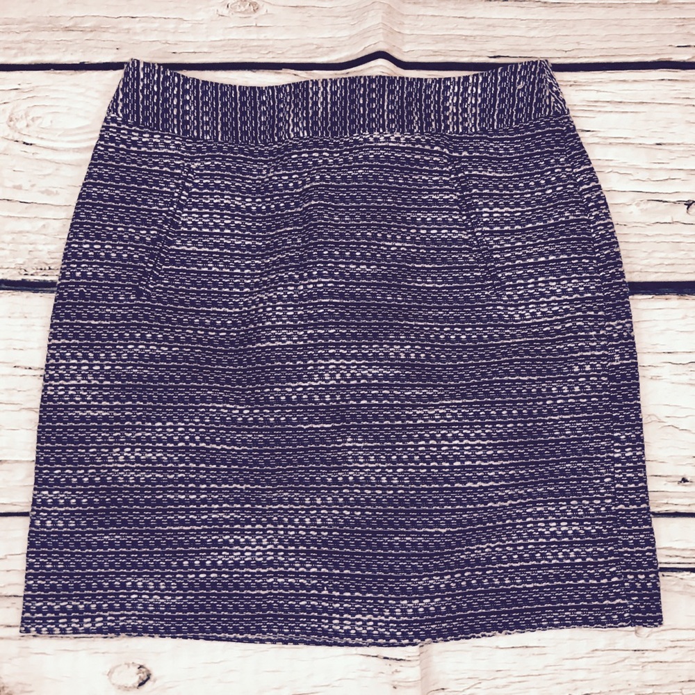 LOFT Blue Tweed Mini Pencil Career Skirt