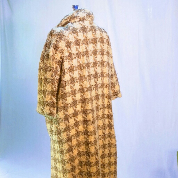 Vintage 1960s tan check wool coat - Picture 3 of 3