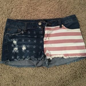 American flag denim shorts