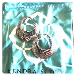 Kendra Scott Silver Feather Hoops