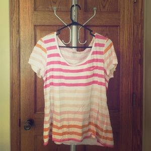 Pink/ White/ Orange Striped Shirt