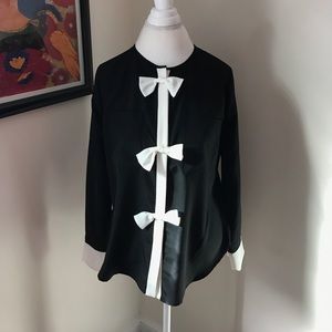 Pink Tartan Black and White Bow Blouse