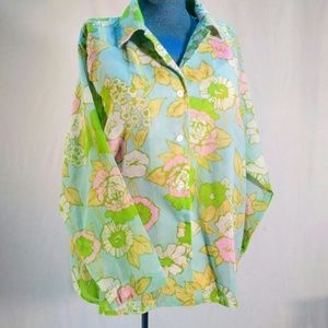 Vintage 1970s handmade pastel flowered blouse