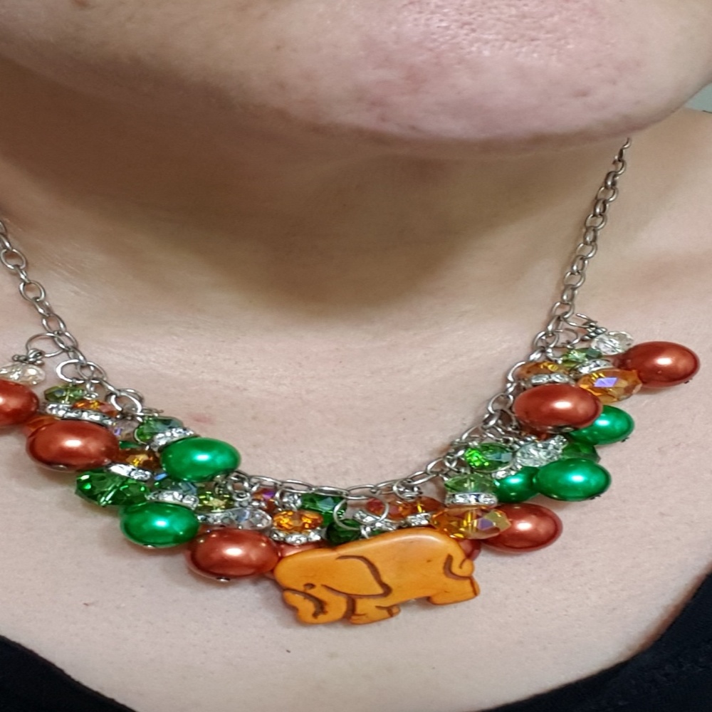 Pearls Necklace With Stone Elephant